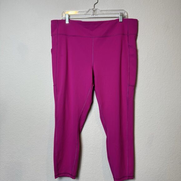 Lululemon Invigorate High-Rise Tight Pink Raspberry Cropped Sz 20 with Pockets! - Picture 3 of 15